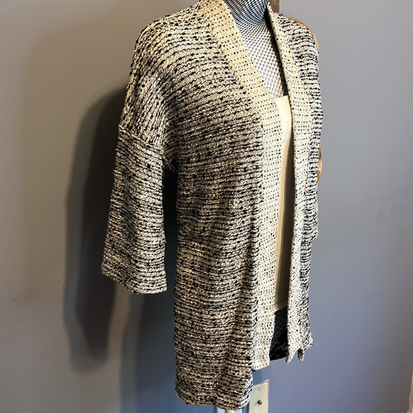 Old navy knit cardigan 3/4 sleeve black and cream large - Picture 2 of 6